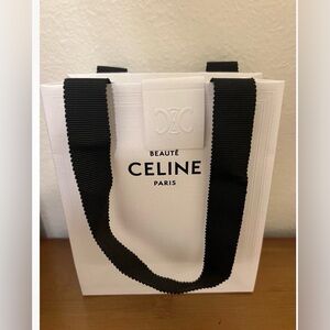 Celine Beauté Paris Mini White Paper Bag with Black Handles